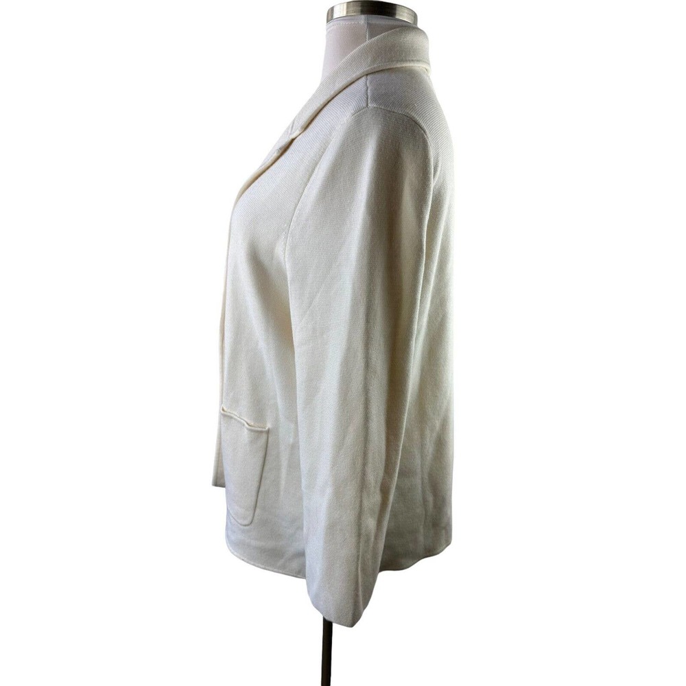 Talbots Merino Wool Blend Knit Sweater Blazer Open Cardigan Cream Plus Size 3XP - Picture 3 of 9